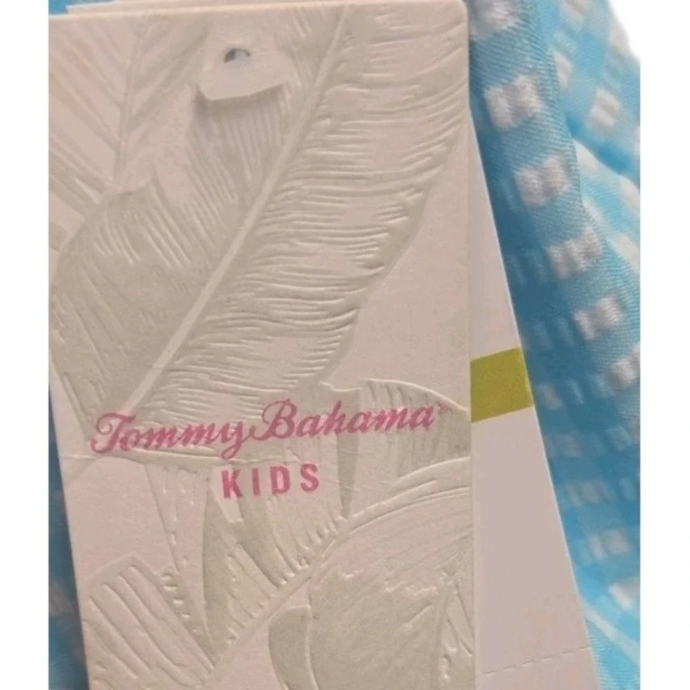 Tommy Bahama Kids Two Piece Swimsuit Gingham Sky Blue Size‎ 14 Ruffles & Ties